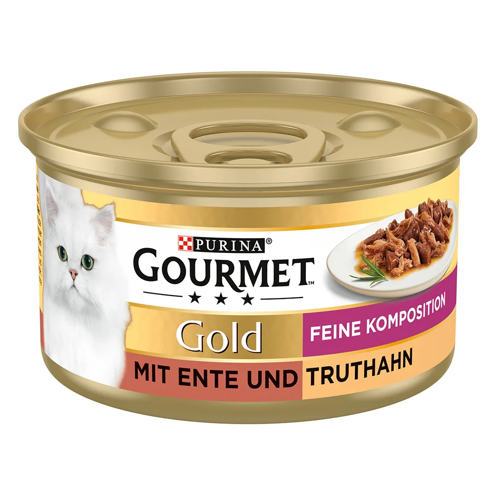 24x 85g Gourmet Gold Fijne Samenstelling Eend en Kalkoen Nat Kattenvoer van Gourmet – productfoto