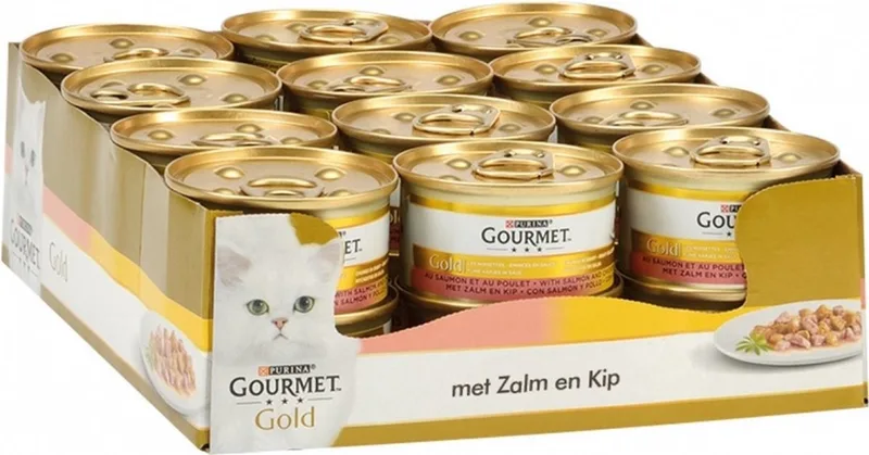 24x Gourmet - Gold Fijne Hapjes Zalm & Kip - Kattenvoer Natvoer - 85 g från Gourmet – produktbild