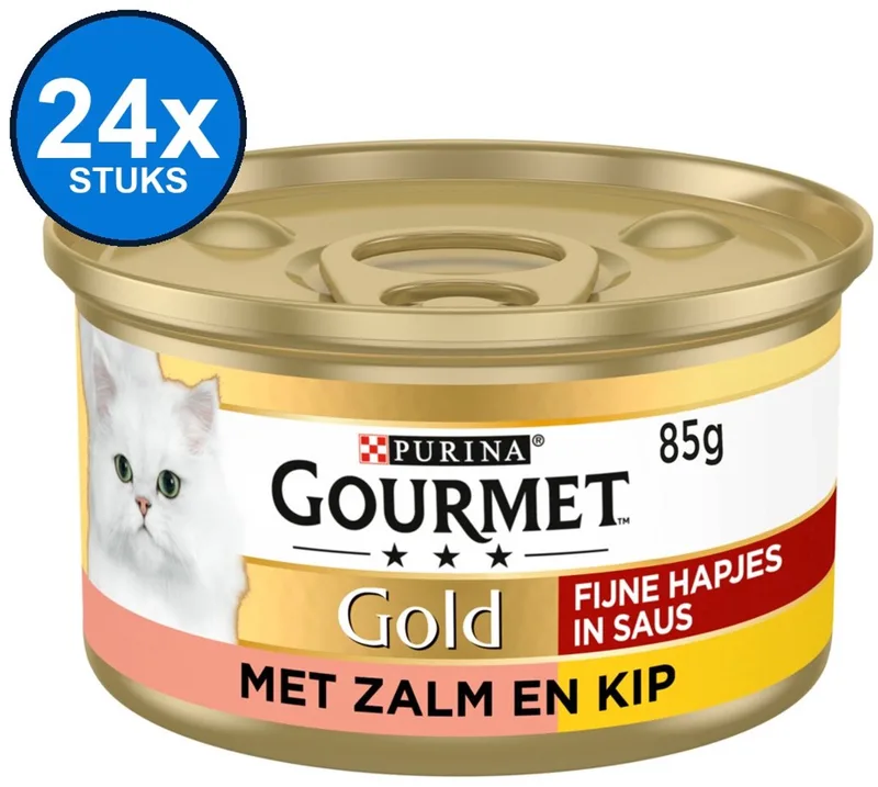 24x Gourmet Gold Fijne Hapjes - Zalm & Kip - Kattenvoer Natvoer - 85g by Gourmet – product photo