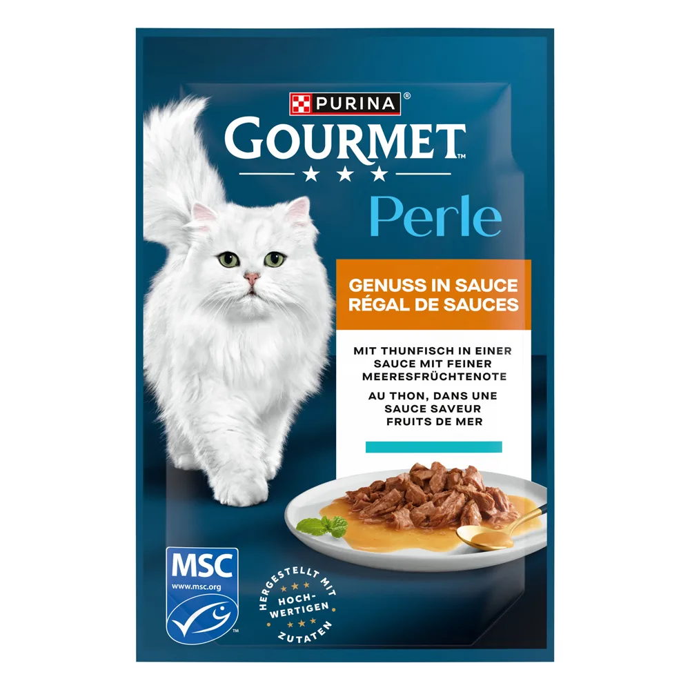26x85g Tonijn in Saus Gourmet Perle Sauce Delight Kattenvoer van Gourmet – productfoto