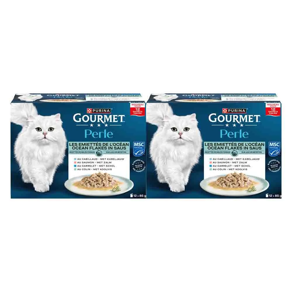 2x Gourmet Kattenvoer Nat Perle Ocean Flakes in Saus 12x85 gr van Gourmet – productfoto