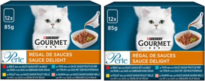 2x Gourmet - Perle Sauce Delight Vlees & Vis - Kattenvoer Natvoer - 12x85g fra Gourmet – produktbillede