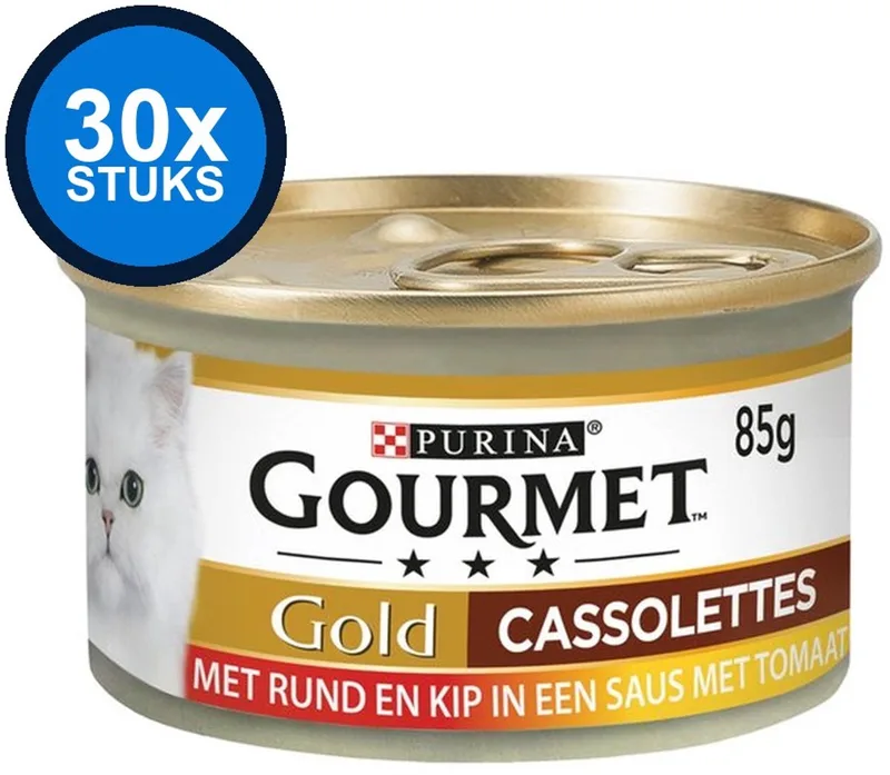 30x Gourmet - Gold Cassolettes Rund & Kip - Kattenvoer Natvoer - 85g de Gourmet – photo produit