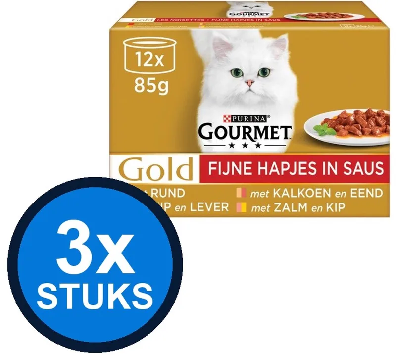 3x Gourmet - Gold Fijne Hapjes - Kattenvoer Natvoer - 12x85g by Gourmet – product photo
