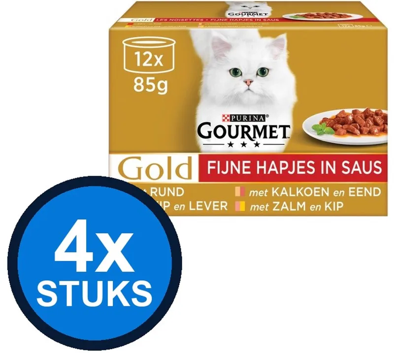 4x Gourmet - Gold Fijne Hapjes - Kattenvoer Natvoer - 12x85g de Gourmet – photo produit