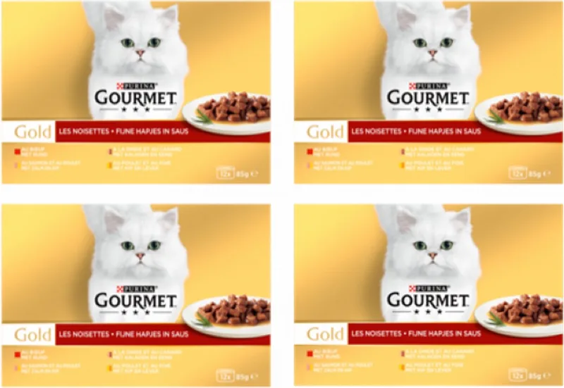 4x Gourmet Gold - Fijne Hapjes Multipack - Kattenvoer - 12x85g de Gourmet – photo produit