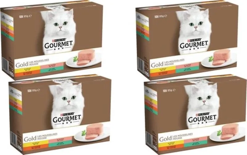 4x Gourmet Gold - Mousse Mix Multipack - Kattenvoer - 12x85g de Gourmet – photo produit