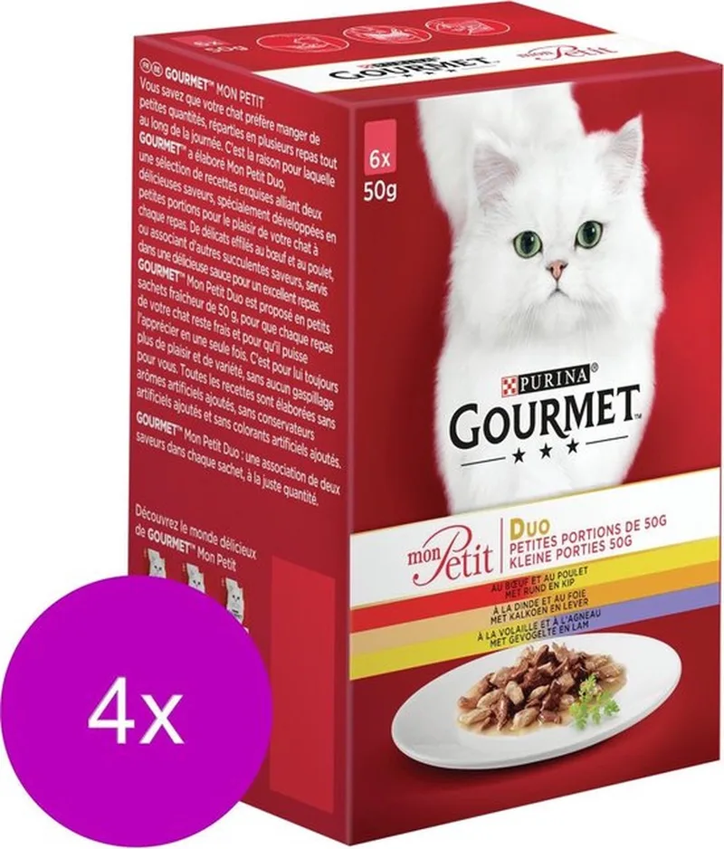 4x Gourmet - Mon Petit Duo Vlees - Kattenvoer Natvoer - 6x50g by Gourmet – product photo
