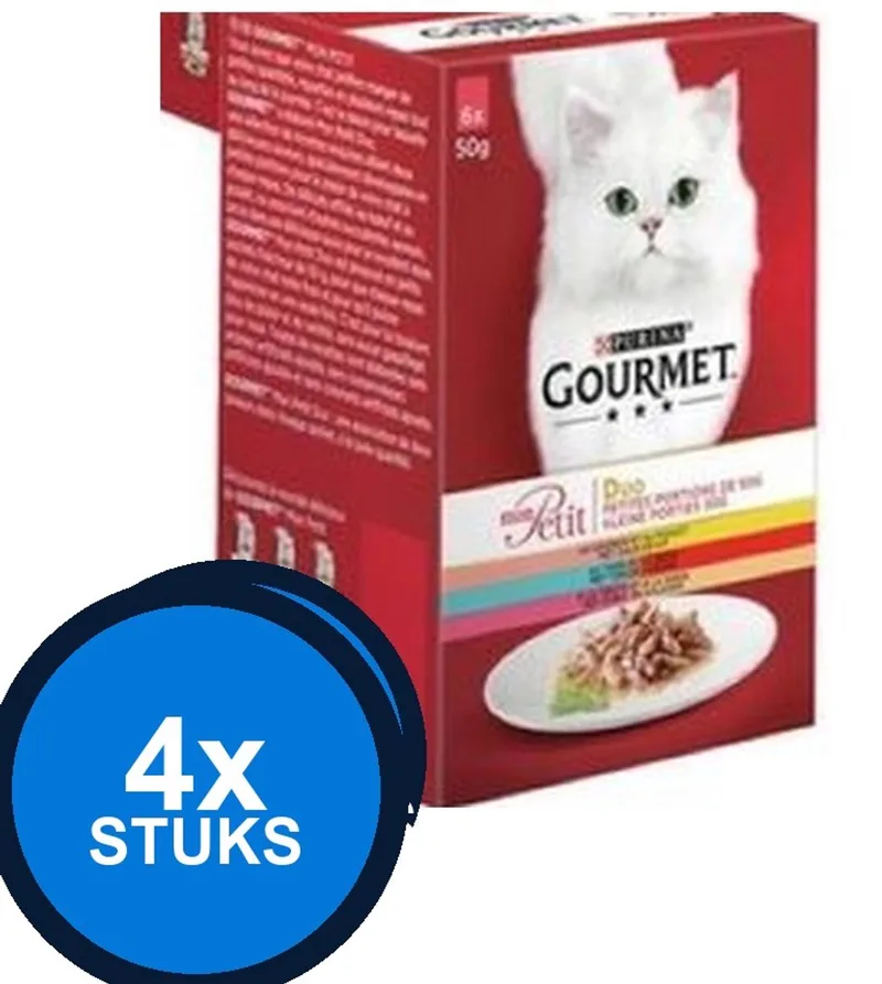 4x Gourmet - Mon Petit Duo Vlees & Vis - Kattenvoer Natvoer - 6x50g by Gourmet – product photo