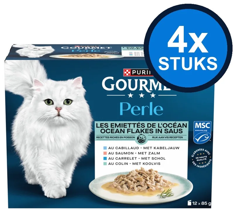 4x Gourmet - Perle Ocean Flakes in Saus - Kattenvoer Natvoer - doos 12x85g by Gourmet – product photo