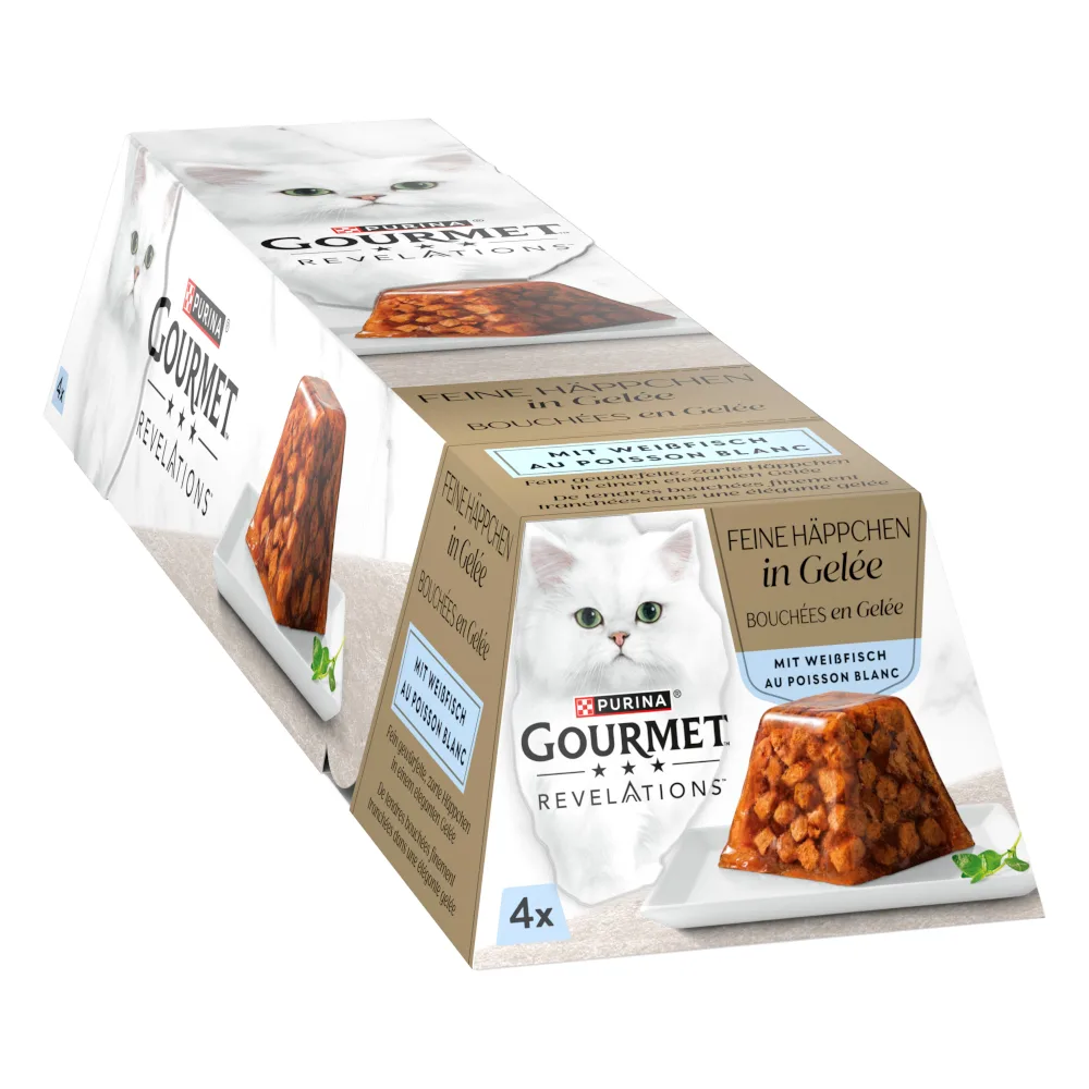 4x57g Gourmet Revelations Fine Cuts witvis natvoer voor katten van Gourmet – productfoto
