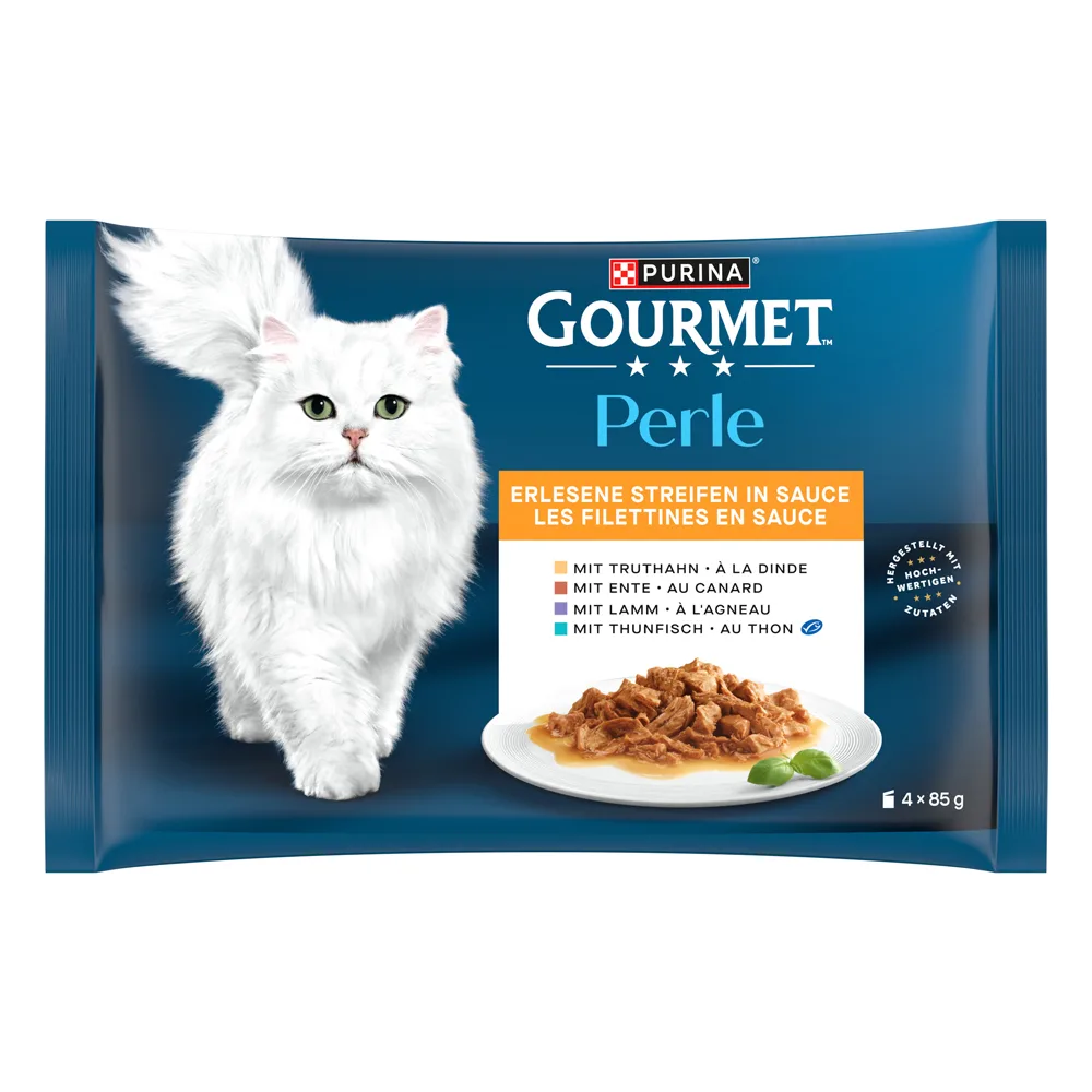 4x85g Kalkoen/Tonijn/Eend/Lam Gourmet Perle Kattenvoer by Gourmet – product photo