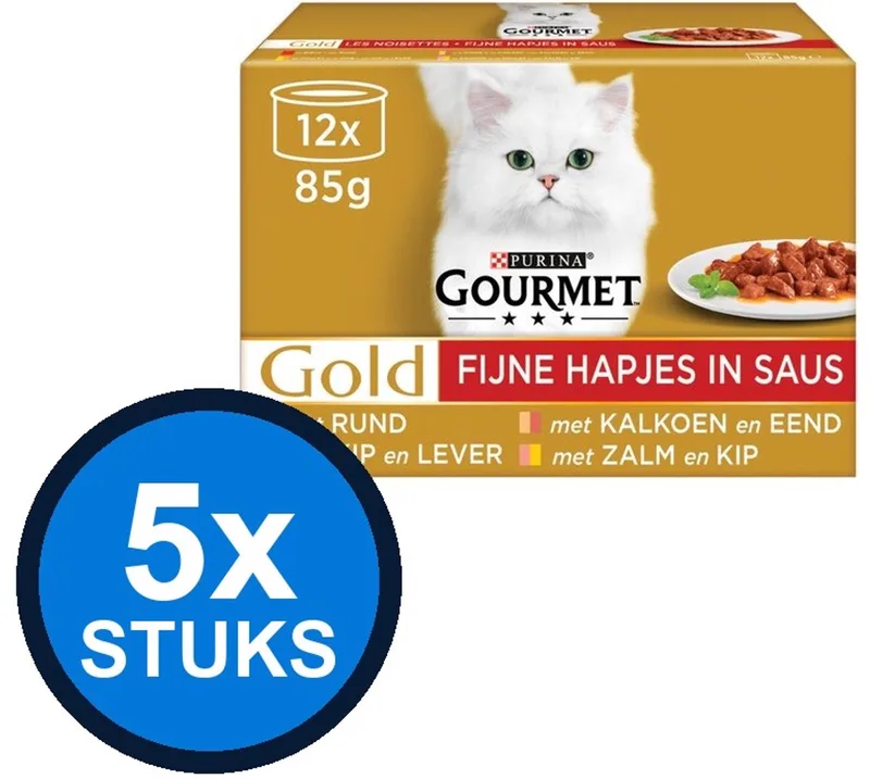 5x Gourmet - Gold Fijne Hapjes - Kattenvoer Natvoer - 12x85g by Gourmet – product photo