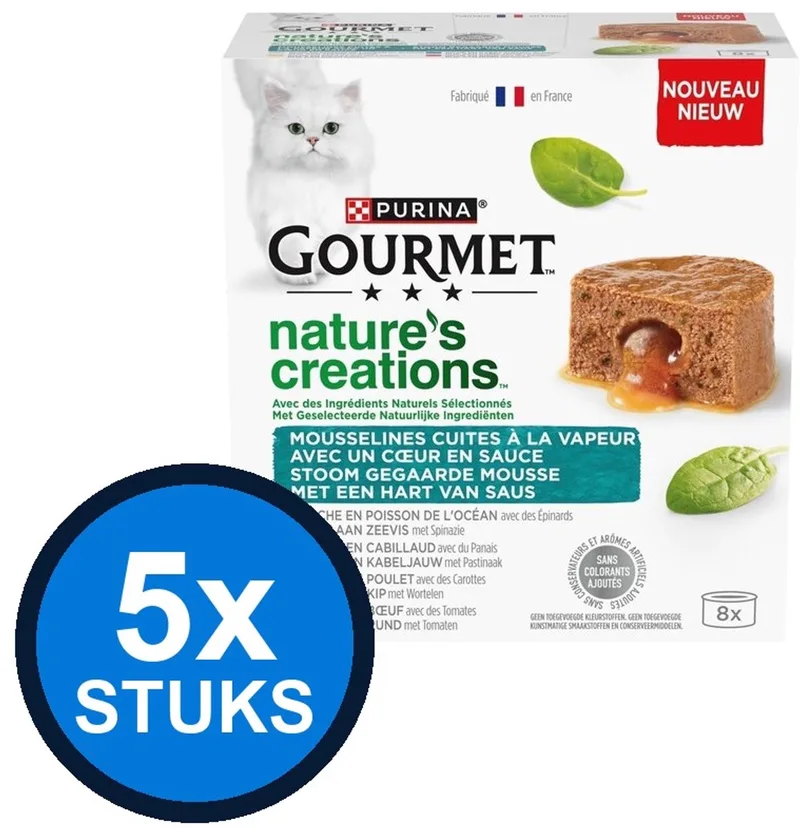 5x Gourmet - Nature's Creations Mousse met Saus Zeevis - Kattenvoer Natvoer - 8x85g by Gourmet – product photo