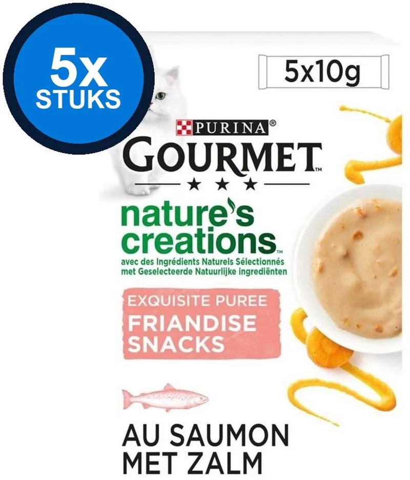 5x Gourmet - Nature's Creations Puree Zalm & Wortel - Kattenvoer Natvoer - 5x10g by Gourmet – product photo