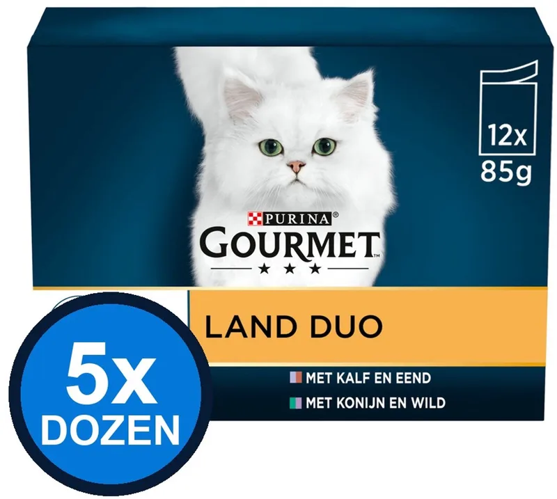 5x Gourmet - Perle Duo Vlees in Saus - Kattenvoer Natvoer - 12x85g von Gourmet – Produktfoto