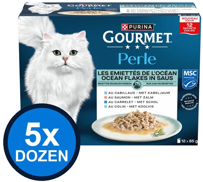 5x Gourmet - Perle Ocean Flakes in Saus - Kattenvoer Natvoer - doos 12x85g by Gourmet – product photo