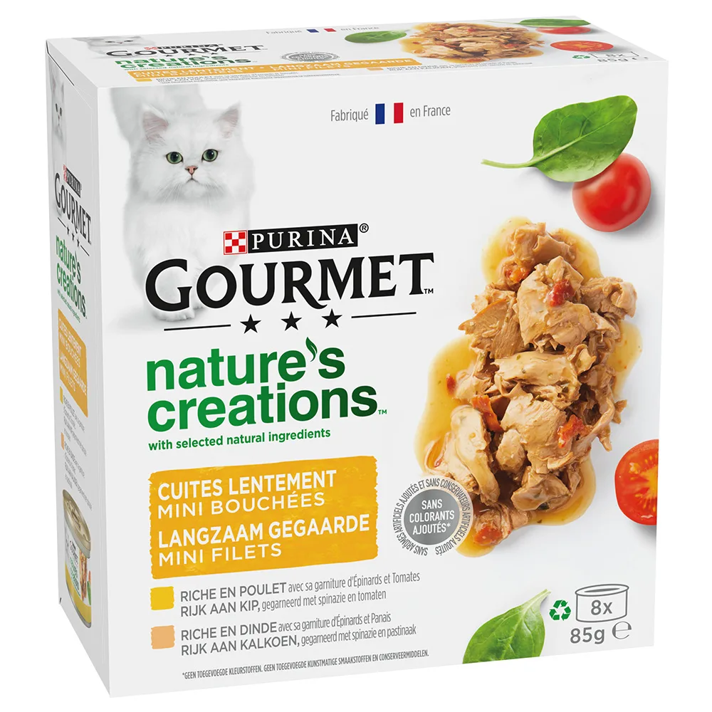 8x 85g Gourmet Nature's Creations Kip & Kalkoen Nat Kattenvoer de Gourmet – photo produit
