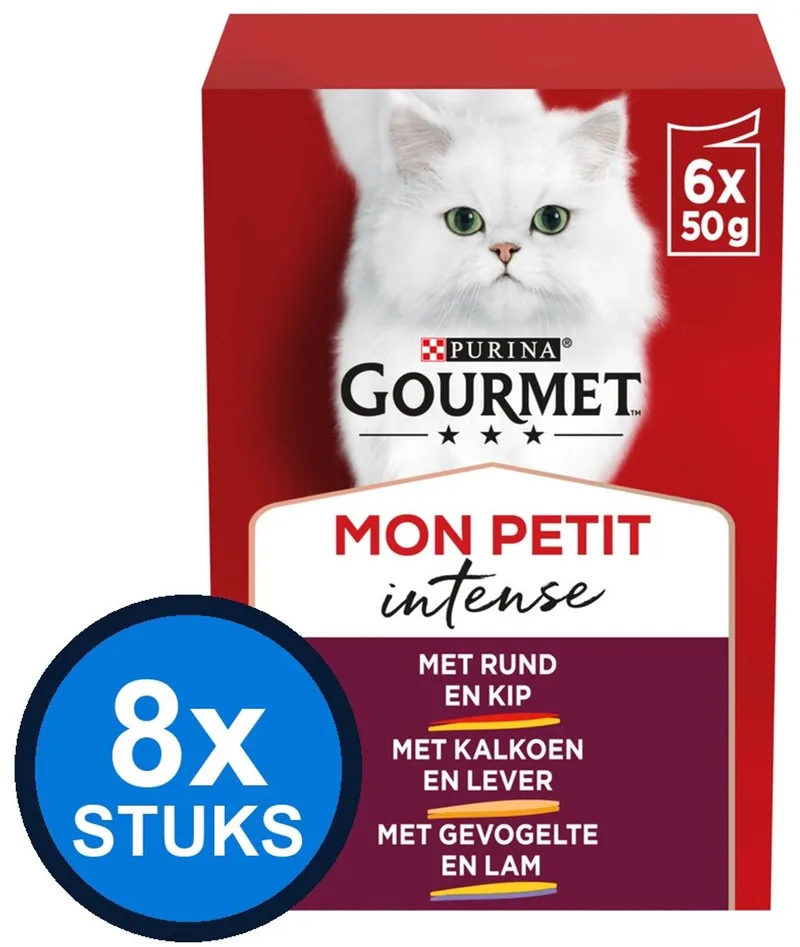 8x Gourmet - Mon Petit Duo Vlees - Kattenvoer Natvoer - 6x50g von Gourmet – Produktfoto