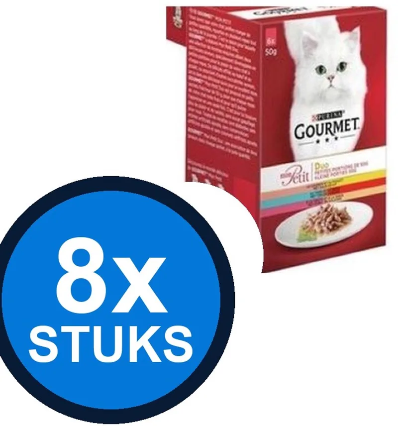 8x Gourmet - Mon Petit Duo Vlees & Vis - Kattenvoer Natvoer - 6x50g by Gourmet – product photo