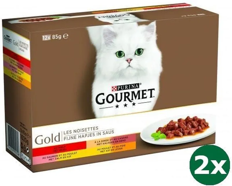 gold 12-pack fijne hapjes kattenvoer 2x 12x85 gr von Gourmet – Produktfoto