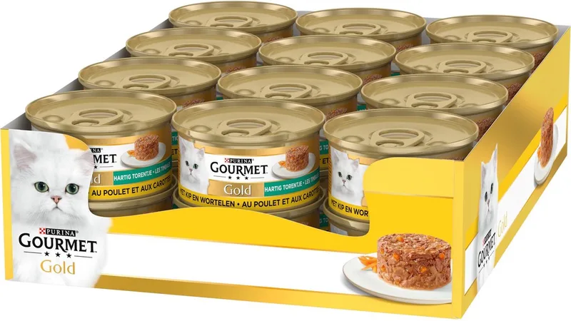 Gold Hartig Torentje - 24 x 85 g - Kip & wortel - Kattenvoer Natvoer by Gourmet – product photo