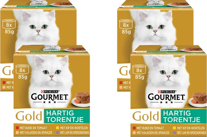 Gold Hartig Torentje Multipack - Kattenvoer - 4 x Rund 8x85 g de Gourmet – photo produit