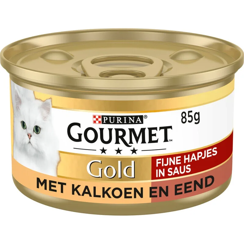 Gold hoog eiwit kattenvoer blik kalkoen & eend 85 g van Gourmet – productfoto