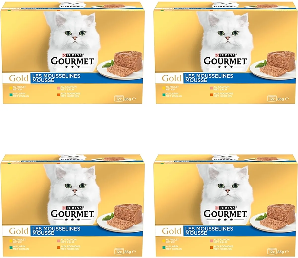 Gold Kattenvoer Mousse - Kip 12x85g - 4 stuks - Multipack van Gourmet – productfoto