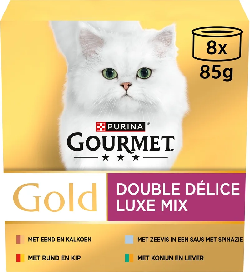 Gold Luxe Mix - Kattenvoer Natvoer - Vis/Vlees - 48 x 85 g by Gourmet – product photo