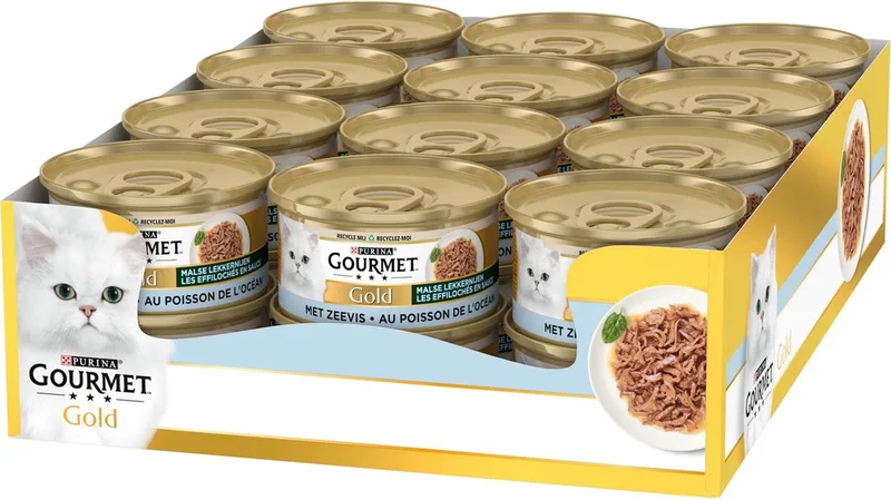 Gold Malse Lekkernijen - 24 x 85 g – Zeevis – Kattenvoer Natvoer von Gourmet – Produktfoto