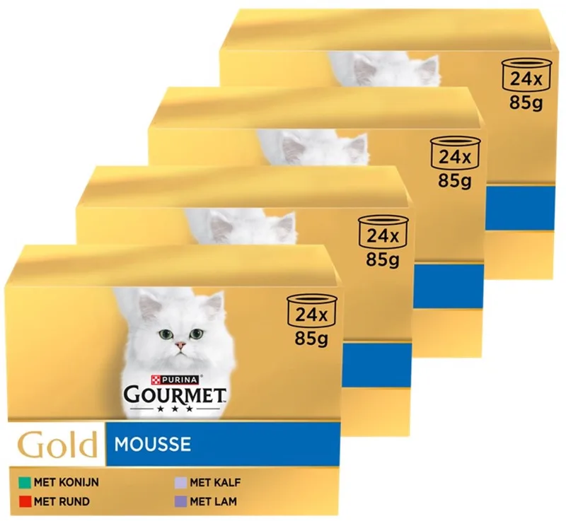 Gold Mousse - Kattenvoer Natvoer - Konijn Rund Kalf & Lam - 24 x 85 g von Gourmet – Produktfoto