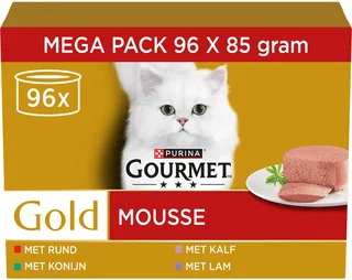 Gold Mousse - Kattenvoer Natvoer - Konijn Rund Kalf & Lam - 96 x 85 g by Gourmet – product photo 1 of 4