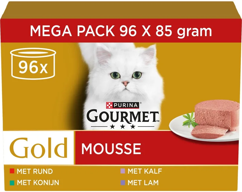 Gold Mousse - Kattenvoer Natvoer - Konijn Rund Kalf & Lam - 96 x 85 g by Gourmet – product photo 1 of 4