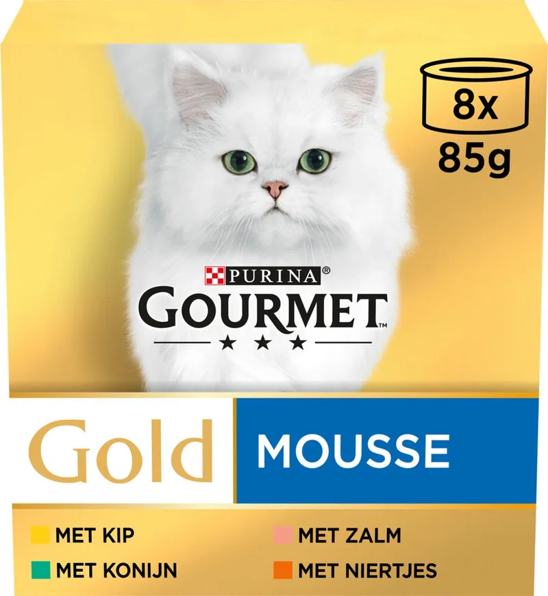 Gold Mousse Kip - Zalm - Niertjes - Katten Natvoer 8 x 85 gr de Gourmet – photo produit