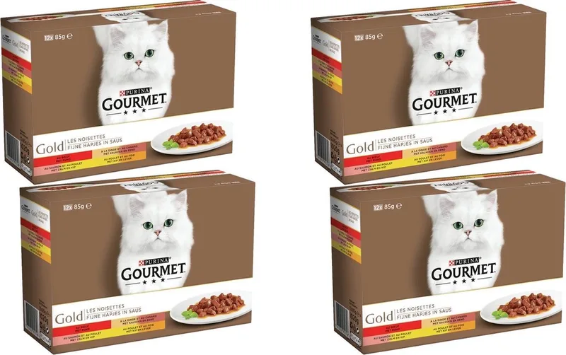 Gold Multipack - Kattenvoer - 4 x Vleesmix Vlees 12x85 g by Gourmet – product photo