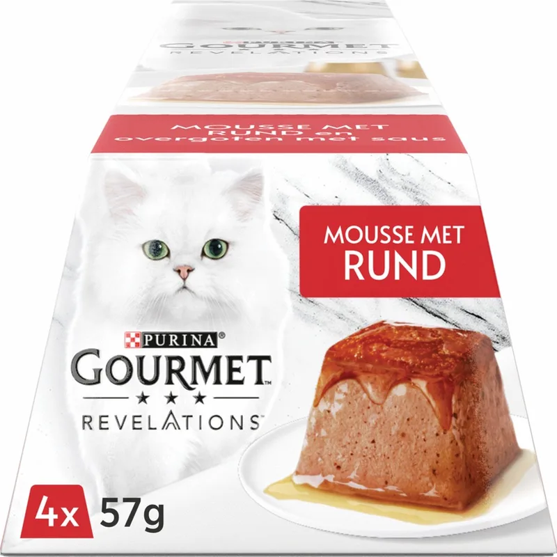 Kattenvoer Mousse GOURMET - Rundvariant, Zachte Textuur - 4x57gr, Compleet en Zonder Kunstmatige Toevoegingen by Gourmet – product photo