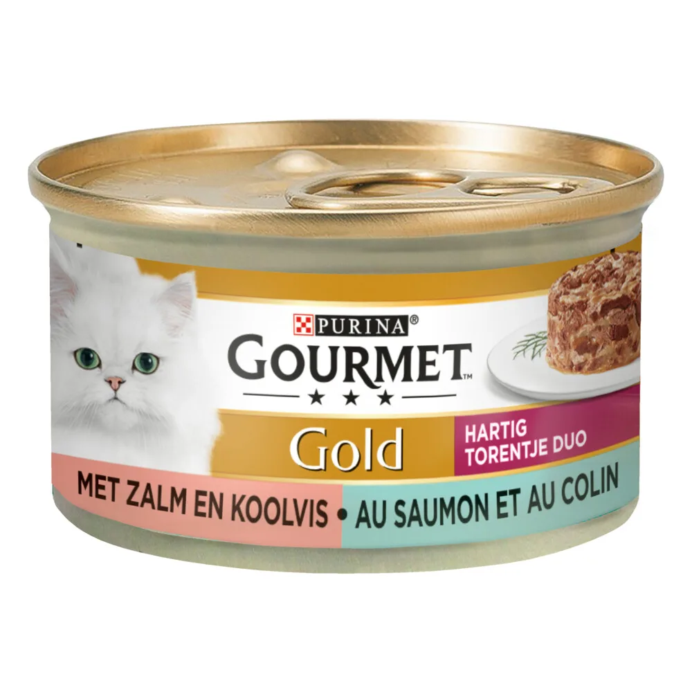 Kattenvoer Nat Gold Hartig Torentje Duo Zalm en Koolvis 85 gr van Gourmet – productfoto
