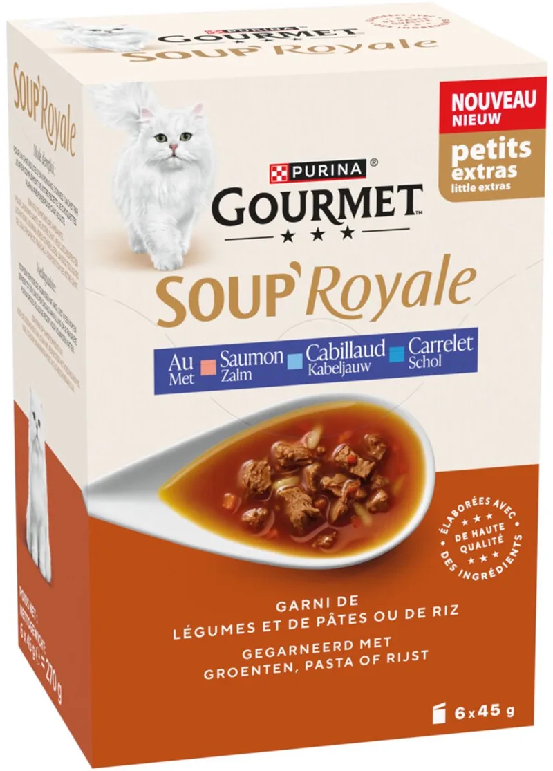 Kattenvoer Nat Soup Royale Zalm - 6x45 gr by Gourmet – product photo