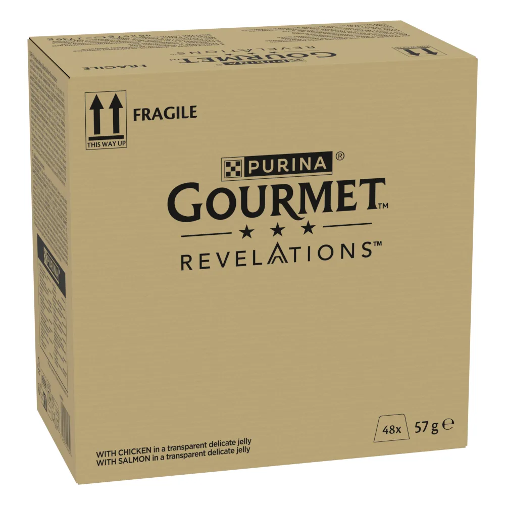 Megapack 48x57g Gourmet Revelations Fine Cuts kip en zalm natvoer voor katten by Gourmet – product photo