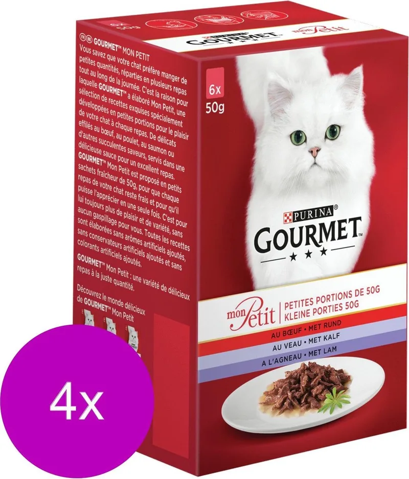 Mon Petit 6x50 g - Kattenvoer - 4 x Vlees by Gourmet – product photo