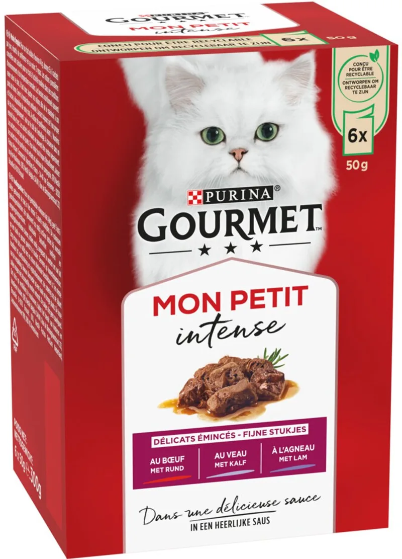 Mon Petit Intense - Kattenvoer Natvoer - Vlees - 48 x 50 g de Gourmet – photo produit