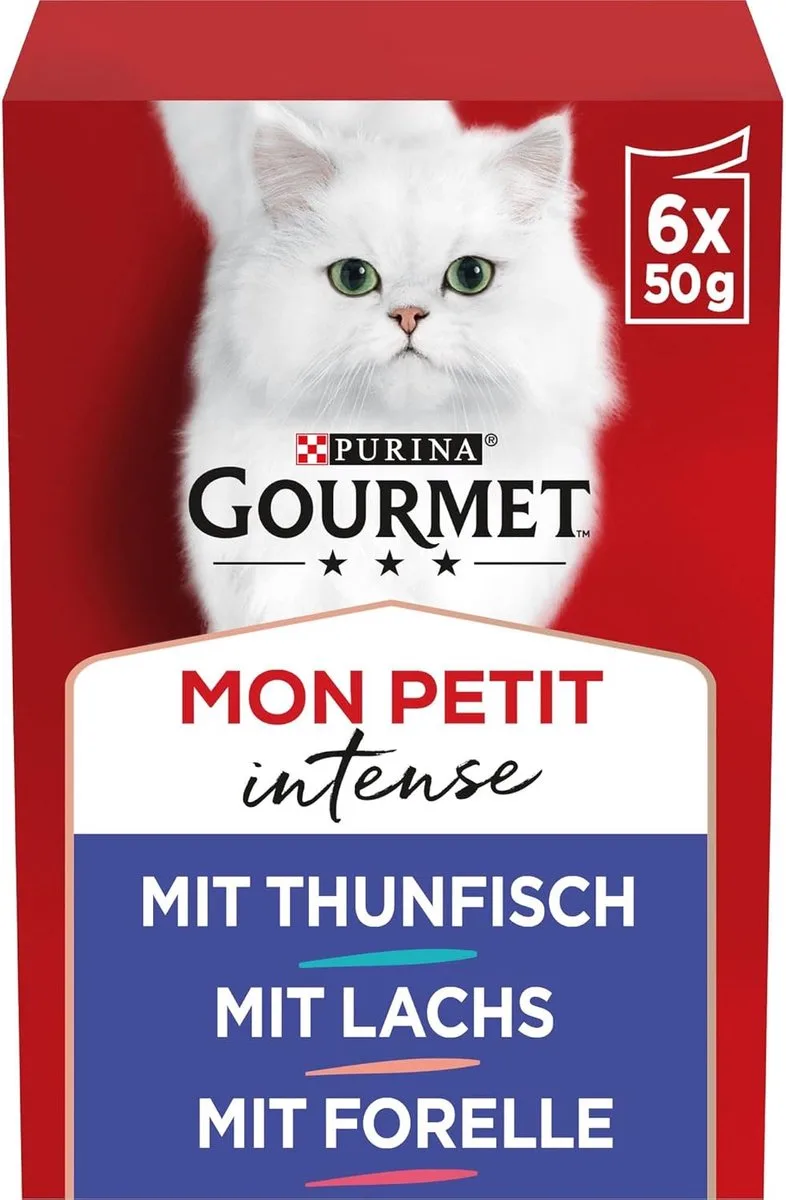 Mon Petit natvoer voor katten, visvariaties (6 x 50g) by Gourmet – product photo