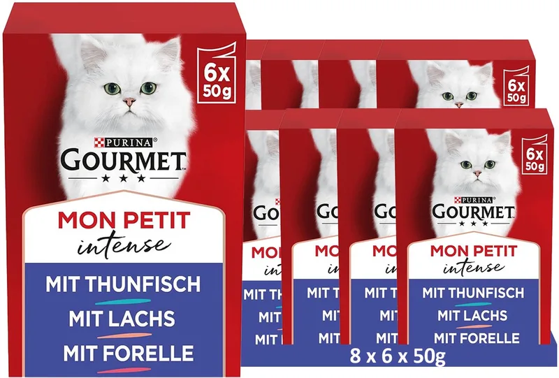 Mon Petit natvoer voor katten, visvariaties (8 x 6 x 50g) de Gourmet – photo produit