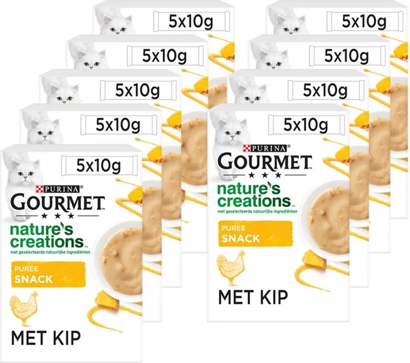 Nature's Creations - Kattensnack - Puree met Kip en Pompoen - 55 x 10 g de Gourmet – photo produit