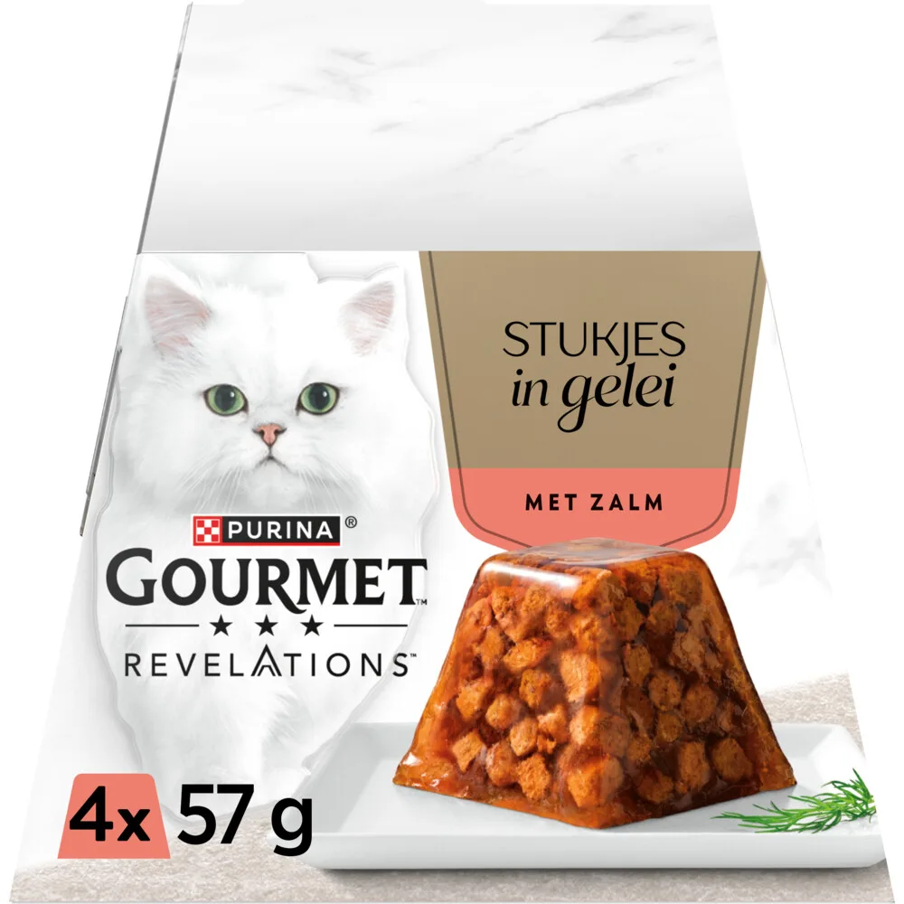 Revelations Kattenvoer Nat Gelei Zalm 4 x 57 gr fra Gourmet – produktbillede