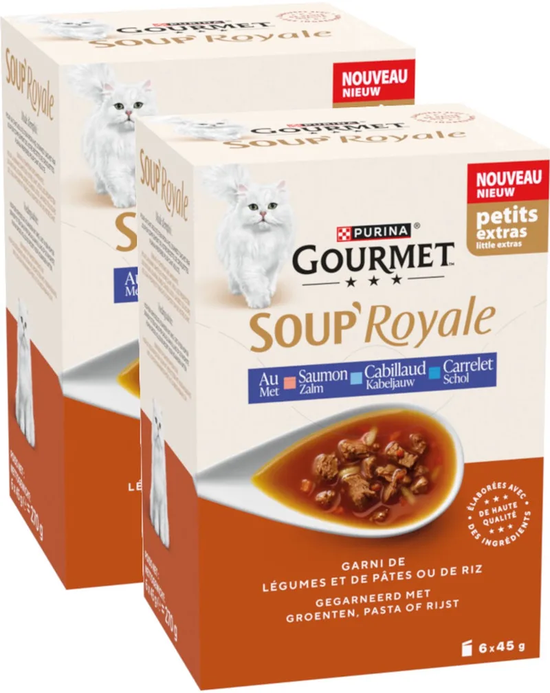 Soup Royale Zalm Kabeljauw Schol - Multipack - Katten Natvoer - 2x (6x45g) by Gourmet – product photo