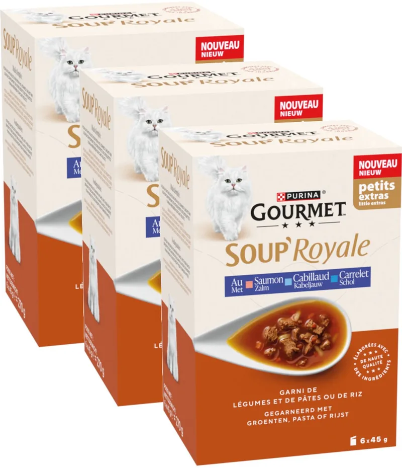 Soup Royale Zalm Kabeljauw Schol - Multipack - Katten Natvoer - 3x (6x45g) von Gourmet – Produktfoto