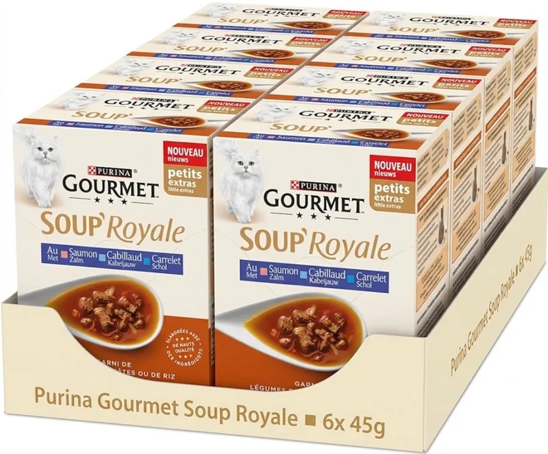 Soup Royale Zalm Kabeljauw Schol - Multipack - Katten Natvoer - 8x (6x45g) von Gourmet – Produktfoto