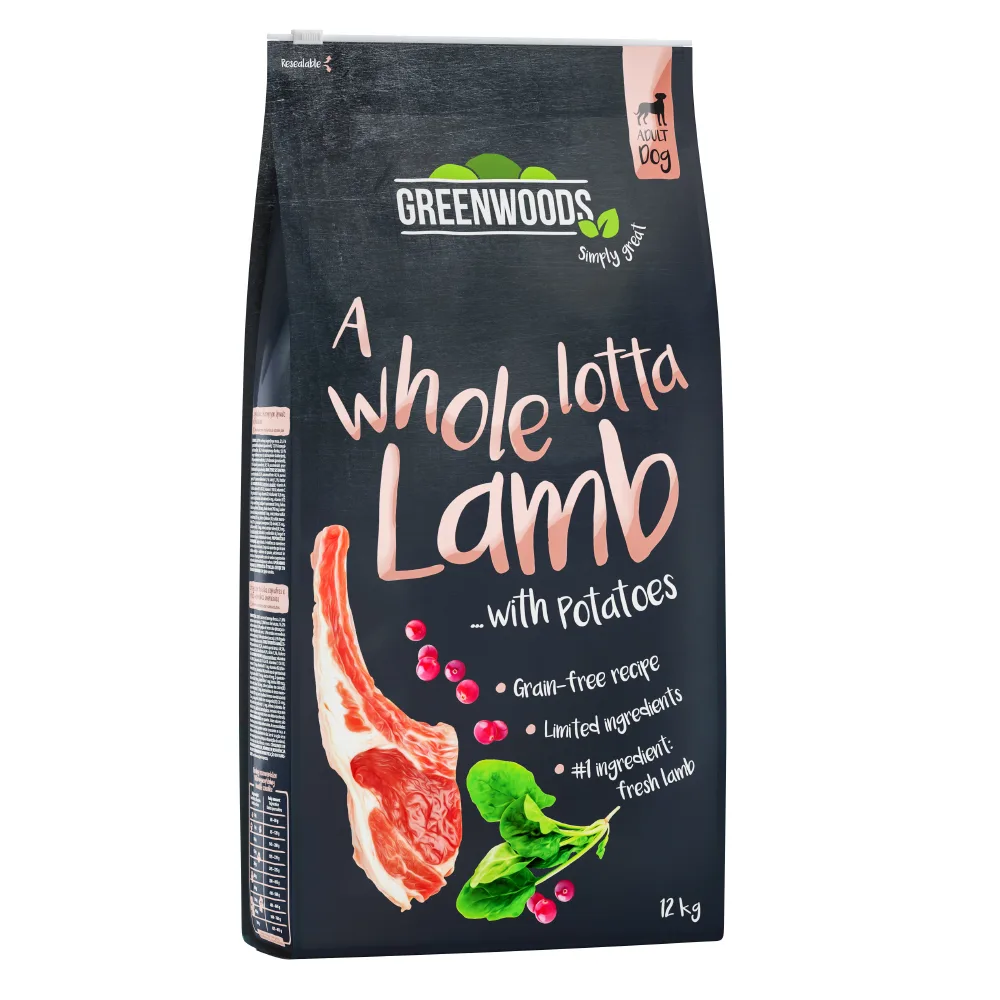 12kg Lam met Aardappel, Spinazie en Cranberry´s Greenwoods Hondenvoer droog by Greenwoods – product photo